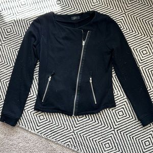 A-symmetrical Black knit lightweight jacket